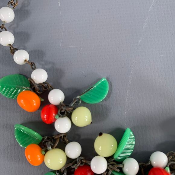 MIRIAM HASKELL 1920s White Multi Color Fruit Beaded Art Deco Choker Necklace - Picture 4 of 5